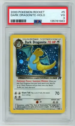 2000 Pokemon Rocket #5 Dark Dragonite Holo PSA 3 - Image 1