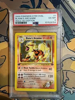Pokemon 2000 Gym Challenge Blaine's Arcanine Holo 1st Edition #1 PSA 6 - Image 1