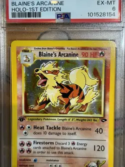 Pokemon 2000 Gym Challenge Blaine's Arcanine Holo 1st Edition #1 PSA 6 - Image 3