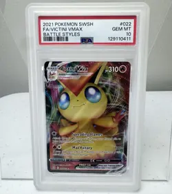 2021 POKEMON SWORD & SHIELD BATTLE STYLES #022 FULL ART/VICTINI VMAX PSA 10 - Image 1