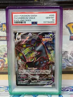 2021 POKEMON SWORD & SHIELD EVOLVING SKIES #095 FULL ART/UMBREON VMAX PSA 10 - Image 1