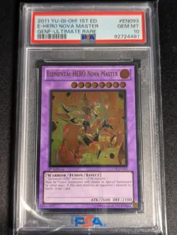 Yugioh - Elemental Hero Nova Master GENF EN093 1st Ultimate Rare PSA 10 GEM MINT - Image 1