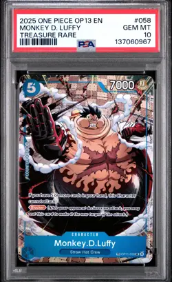 2025 ONE PIECE OP13 058 CARRYING ON HIS WILL MONKEY D LUFFY TREASURE RARE PSA 10 - Image 1