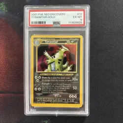 Pokemon TCG PSA 6 Tyranitar Holo Neo Discovery WOTC 12/75 - Image 1