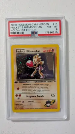 Rocket's Hitmonchan 11/132 1st Edition Gym Heroes Pokemon PSA 8 - Image 1