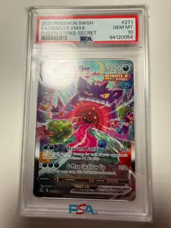 2021 Pokemon Full Art Gengar VMAX Fusion Strike Secret #271 PSA 10 - Image 1