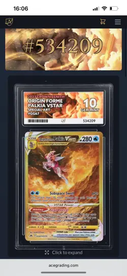 Pokemon TCG Origin Forme Palkia VStar GG67/GG70 Special Art Crown Zenith Ace 10 - Image 3
