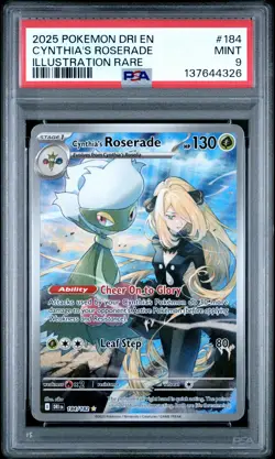 2025 POKEMON DRI EN-DESTINED RIVALS ILLUSTRATION RARE CYNTHIA'S ROSERADE PSA 9 - Image 1