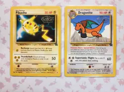 Vintage Dragonite And Pikachu First Movie Promo Cards Lot - Image 1