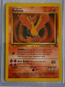 Moltres 27/62 Fossil Set Vintage 1999 Unlimited Pokemon Card - Image 1