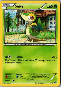 Snivy - 1/12 001/012 Promo McDonald's Promos 2011 LP Pokemon Card - Image 1