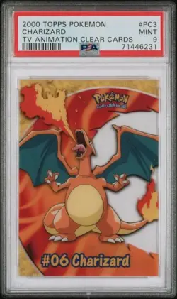 PSA 9 MINT Charizard Topps Pokemon TV Animation Clear Cards 2000 PC3 #06 - Image 1