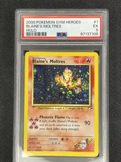 Pokemon 2000 Gym Heroes Blaine's Moltres Holo Card #1/132 - Image 1
