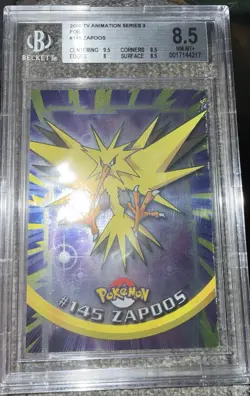 Bgs 8.5 2000 TOPPS TV ANIMATION ZAPDOS FOIL CARD #145 With Error Label (Zapoos) - Image 1