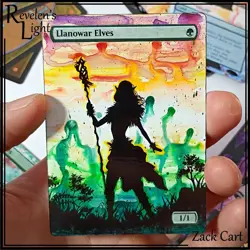 Llanowar Elves Altered Art - Hand Painted MTG Alter - Magic the Gathering MTG - Image 1