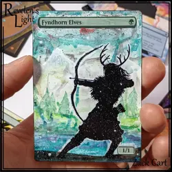 Fyndhorn Elves Altered Art - Hand Painted MTG Alter - Magic the Gathering MTG - Image 1