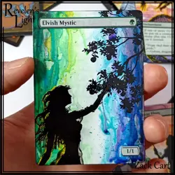 Elvish Mystic Altered Art - Hand Painted MTG Alter - Magic the Gathering MTG - Image 1