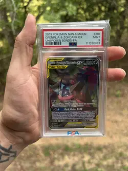 PSA 9 MINT Greninja & Zoroark GX 201/214 Tag Team Alt Art Unbroken Bonds Pokemon - Image 1