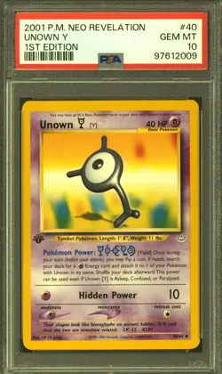 Pokemon Neo Revelation 1st Edition Unown Y 40/64 PSA 10 GEM MINT - Image 1