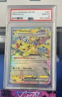 2024 POKEMON SSP EN-SURGING SPARKS #057 PIKACHU ex PSA 10 - Image 1