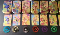 Pokemon Scarlet & Violet 151 Mini Tin Complete Set Poster Coins Art Insert Empty - Image 3