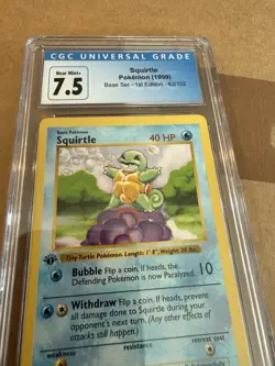 1999 Pokemon Squirtle 1st Edition Shadowless Base Set #63/102 CGC 7.5 Near Mint+ - Image 2