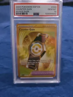 2024 POKEMON SSP EN-SURGING SPARKS HYPER RARE #249 COUNTER GAIN PSA 10 - Image 3