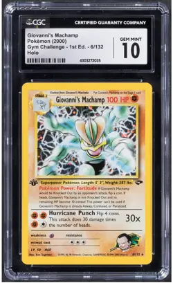 2000 Pokemon Giovanni's Machamp 6 1st Edition Gym Challenge CGC 10 - Image 1