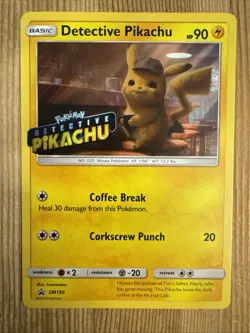 Detective Pikachu - SM190 - Pokemon Sun & Moon Promo Holo Rare Movie Stamped LP - Image 1