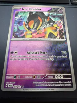 Pokemon Iron Boulder Master Ball Reverse 046/131 PRE Prismatic Evolutions NM - Image 1