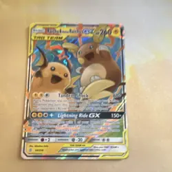 Pokemon Raichu & Alolan Raichu GX 54/236 Ultra Rare Holo TAG TEAM Unified Minds - Image 1