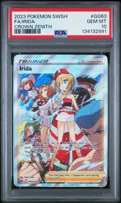 PSA 10 GEM MINT Irida Crown Zenith Full Art Holo 2023 Pokemon GG63/GG70 - Image 1