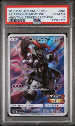 PSA 10 GEM MINT Armored Mewtwo Strikes Back Evo Japanese 2019 Pokemon 365/SM-P - Image 1