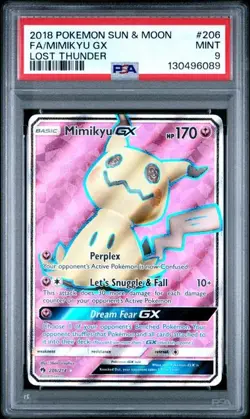 PSA 9 MINT Mimikyu GX Lost Thunder Full Art Holo 2018 Pokemon 206/214 - Image 1