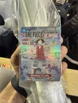 Bandai Namco One Piece Holo College Basketball US Voyage Monkey D. Luffy Card - Image 1