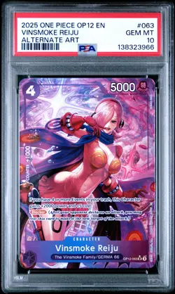 2025 ONE PIECE OP12-LEGACY OF THE MASTER ALTERNATE ART VINSMOKE REIJU PSA 10 - Image 1