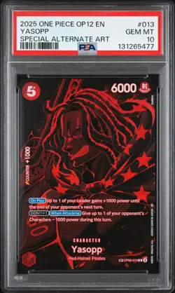 2025 ONE PIECE OP12-LEGACY OF THE MASTER SPECIAL ALTERNATE ART YASOPP PSA 10 - Image 1