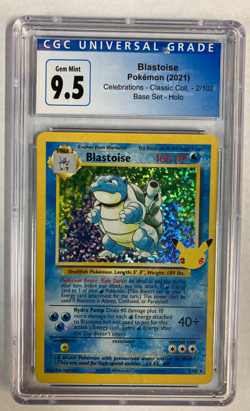 Pokemon TCG: Blastoise Holo 2/102 Celebrations Classic Base Set CGC 9.5 MINT - Image 1