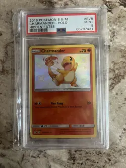 Pokemon TCG Charmander SV6/SV94 Hidden Fates Shiny Holo PSA 9 Mint - Image 3