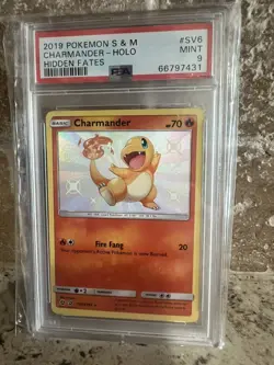 Pokemon TCG Charmander SV6/SV94 Hidden Fates Shiny Holo PSA 9 Mint - Image 4