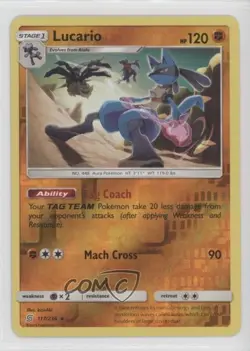 Lucario Reverse Foil Pokemon Sun & Moon Unified Minds #117 - Image 1