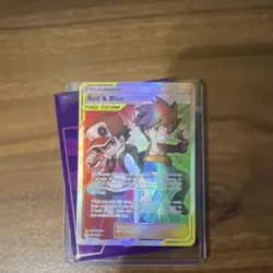Pokemon TCG Red & Blue Tag Team Trainer Holo Card Standard Size - Image 1