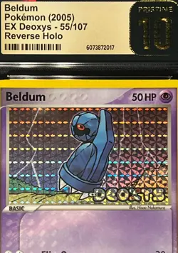 CGC Pristine 10- Beldum 55/107 Reverse Holo Stamped- Pokemon 2005 EX Deoxys - Image 2