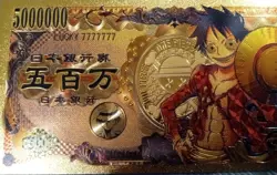RARE Monkey D. Luffy One Piece Anime 24K Gold Flake Berry Dollar USA SELLER - Image 3
