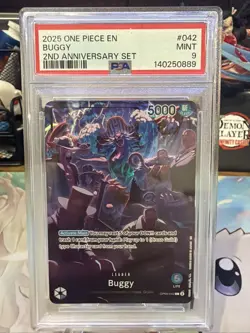 2025 ONE PIECE ENGLISH VERSION 2ND ANNIVERSARY SET #042 BUGGY PSA 9 - Image 1