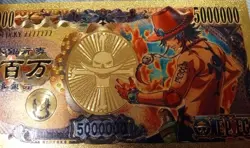 RARE Portgas D. Ace One Piece Anime 24K Gold Flake Berry Dollar USA SELLER (2) - Image 2