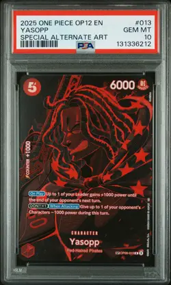 2025 ONE PIECE OP12-LEGACY OF THE MASTER SPECIAL ALTERNATE ART YASOPP PSA 10 - Image 1