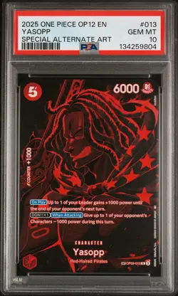 2025 ONE PIECE OP12-LEGACY OF THE MASTER SPECIAL ALTERNATE ART YASOPP PSA 10 - Image 1
