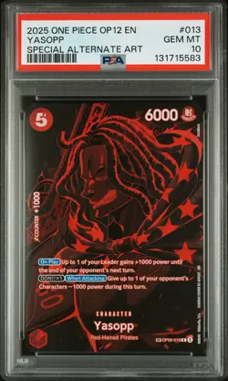 2025 ONE PIECE OP12-LEGACY OF THE MASTER SPECIAL ALTERNATE ART YASOPP PSA 10 - Image 1