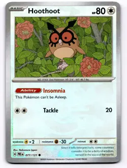 Hoothoot (Master Ball Pattern) 077/131 Pokemon TCG SV: Prismatic Evolutions NM - Image 1